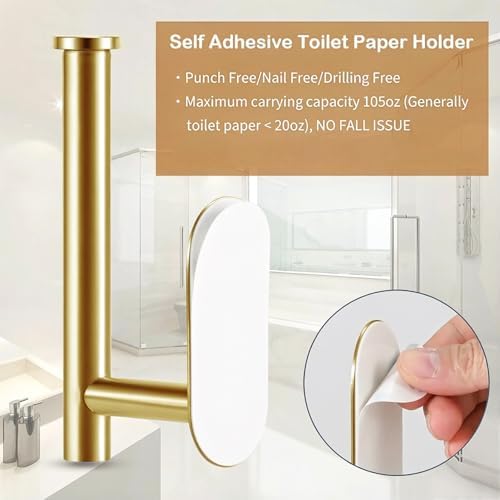 JOPOFI Self Adhesive Toilet Paper Holder - Brushed Gold（2 Pcs）