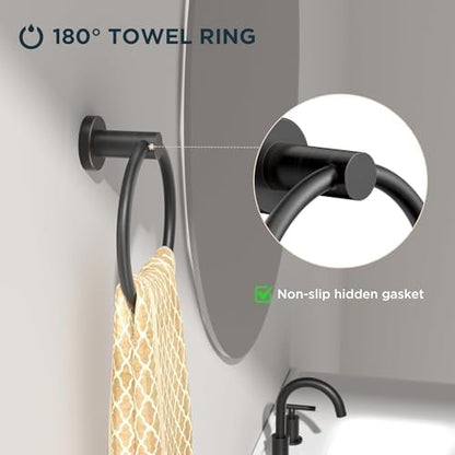 FORIOUS Toilet Paper Holder and Towel Ring Set, Bathroom Accessories Set