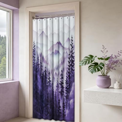 Dark Purple Forest Stall Shower Curtain, 54X72 in Narrow Small, Mountain