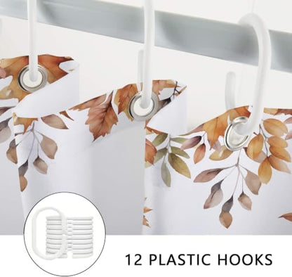 Fall Pumpkins Shower Curtain, Autumn Maple Leaf Leaves Harvest Thanksgiving Farmhouse Bathr Curtains Set,Waterproof Fabric Bathroom Curtains Decor 72X78IN