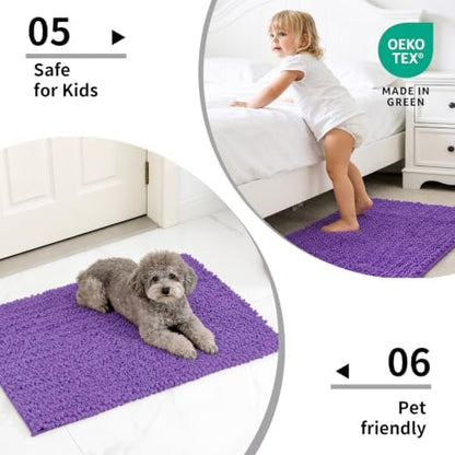 Disolla Purple Bathroom Rug 24x44 Inch - Thick Chenille Bath Mat, Large Shaggy Plush Absorbent Rug, Non-Slip Machine Washable Floor Mat for Double Vanity