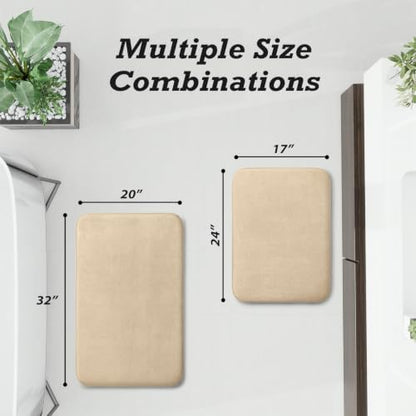 HUXMEYSON Bathroom Rugs Sets 2 Piece, Non-Slip & Quick Dry Bath Mat Set, Ultra Soft Velvet Bath Rugs for Bathroom, Toilet and Shower Floor, Light Coffee