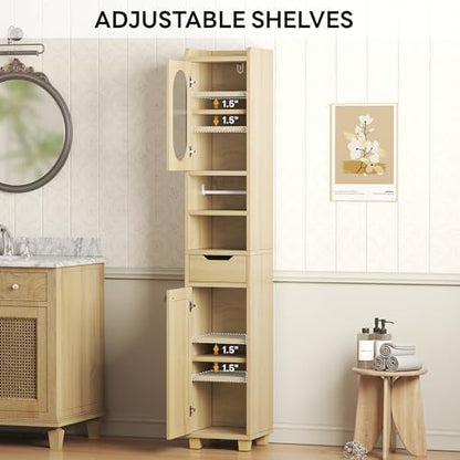 LIKIMIO 69" Tall Bathroom Cabinet with Drawer and Tissue Holder