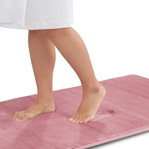 Memory Foam Bath Mat Non Slip Absorbent Super Cozy Velvet Bathroom Rug Carpet (22 inches X 42 inches, Mauve)