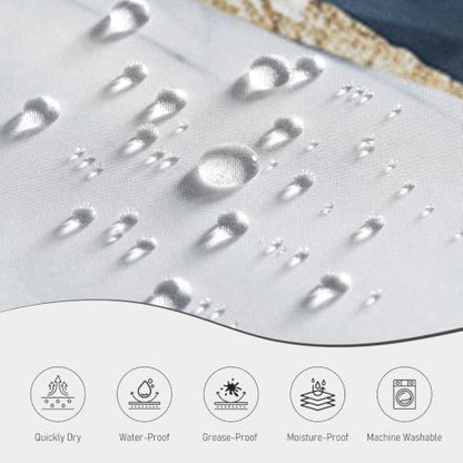 Blue Marble Shower Curtain Modern Abstract Luxury Gold Ink Texture Gray Ombre Watercolor Bathroom Curtain Set with Hooks Soft and Lightweight Waterproof Fabric Machine Washable 66" WX72 L