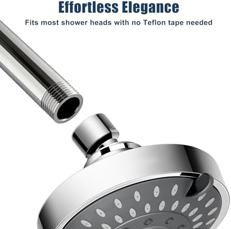 Straight Shower Arm with Flange, 6 Inch, Chrome