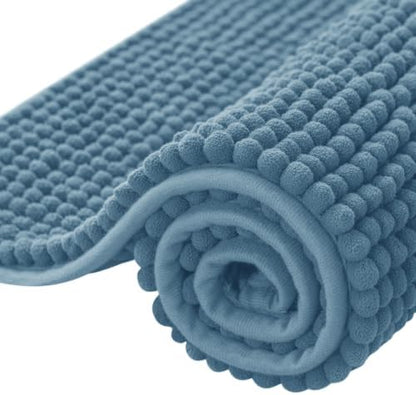 SUBRTEX Bathroom Rugs, 24" x 44" Chenille Bath Rug Soft Short Plush Bath Mat Soft Shower Mat Water Absorbent Shower Mat Quick Dry Machine Washable, Stone Blue