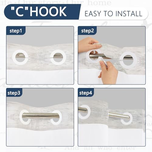 No Hook Shower Curtain with Snap-in Liner 71x74 Inch