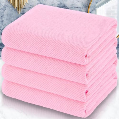 VOOVA & MOVAS Bath Towels 4PC, 100% Cotton, 30x56 in, Baby Pink