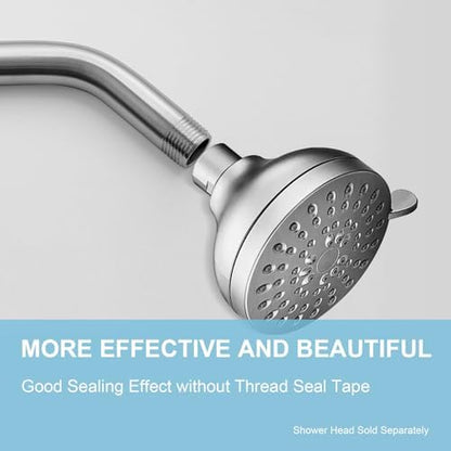 OFFO Shower Arm with Flange, 6 in Brushed Nickel Wall Mount Replacement Angle Shower Head Arm Wall-Mounted For Fixed Shower Head & Handheld Showerhead
