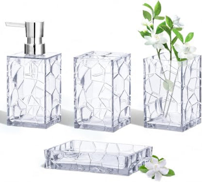 HBlife Bathroom Accessories Set, Acrylic Bathroom Counter Set of 4