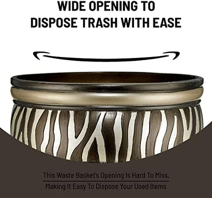 Zahari Home 2pc Safari Stripes Modern Bath Accessories Set Waste Basket & Tissue Box Modern Classic Contemporary Decorative Beautiful Designs Bathroom Decor Set for Home Luxury Bathroom Sets