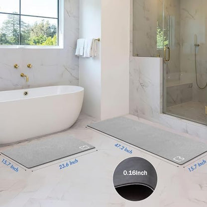RUERYA Bathroom Rugs and Mats Set 2 Piece Diatomaceous Earth Bath Mat,Gery