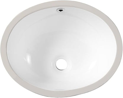 16.5"x13.4" Oval Shape Small Undermount Bathroom Vessel Sink, Ceramic White Vanity Top Sink with Overflow
