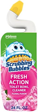 Scrubbing Bubbles Toilet Bowl Cleaning Gel, Non-Bleach Bathroom Cleaner, Gets Rid of Limescale and Hard Water + Rust Stains, Floral Fusion Scent, 24oz