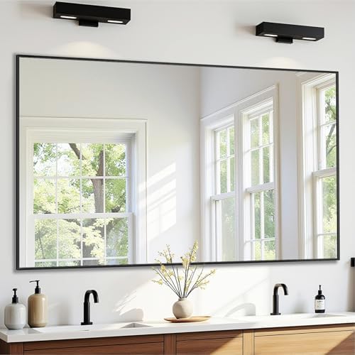 Bathroom Mirror 60" x 36", Large Rectangle Wall Mirror, Black