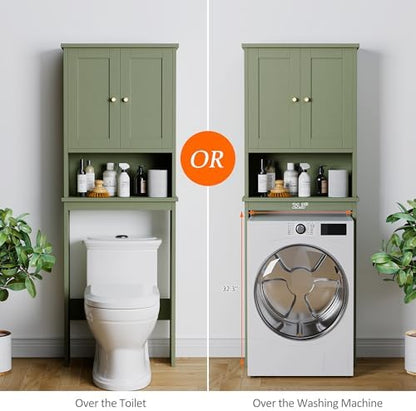 Over the Toilet Storage Cabinet, Bathroom Storage Organizer, Green