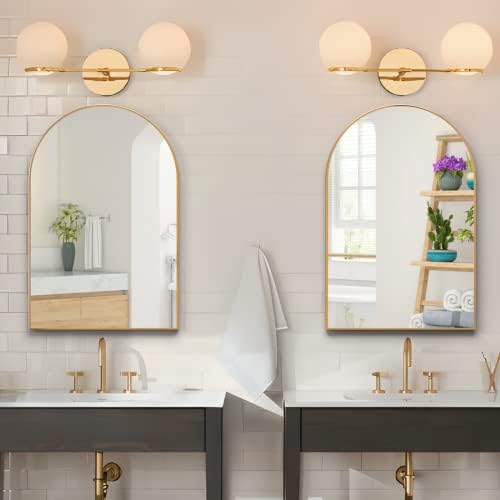 Arched Wall Mirror for Bathroom,20"x30" Arched Mirror Wall Mounted Mirror with Metal Frame, Gold Vanity Mirror Decor for Mantle, Bedroom, Entryway, Living Room