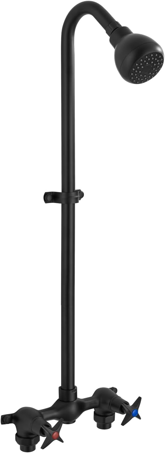 Aolemi Outdoor Shower Kit, 6-Inch Center, 2-Handle, Matte Black | Solid Brass Mixer Valve, SUS304 Shower Pipe, Dual-Handle Hot And Cold Control, Reversible Inlets, and Rotating Head