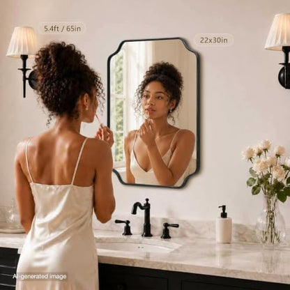 Besdomus Black Modern Bathroom Mirror: 22"x30" Minimalist Vanity Mirrors