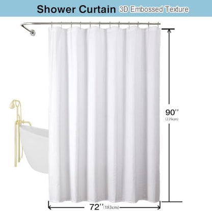 Aiyufeng Moga White Fabric Shower Curtain 90 Inch Extra Long for Bathroom