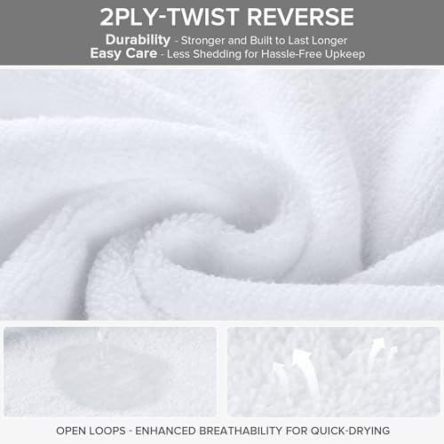 Comfort Spaces 12 Pc Towel Set, 100% Cotton Zero Twist, White