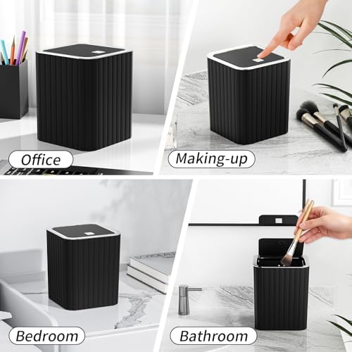 Bathroom Accessory Set - Bathroom Set, 12PC Bathroom Accessory Set, Black Bathroom Accessories Set, Mini Trash Can, Toilet Brush, Trash Can & Soap Dispenser