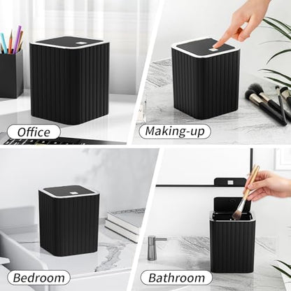 Bathroom Accessory Set - Bathroom Set, 12PC Bathroom Accessory Set, Black Bathroom Accessories Set, Mini Trash Can, Toilet Brush, Trash Can & Soap Dispenser