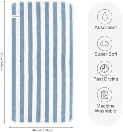KinHwa Blue Hand Towels for Bathroom, Microfiber, 16x30 Inch, 2 Pack