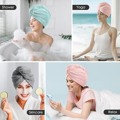 TENSTARS Microfiber Hair Towel Wrap for Women All Hair Types, 320GSM Thick