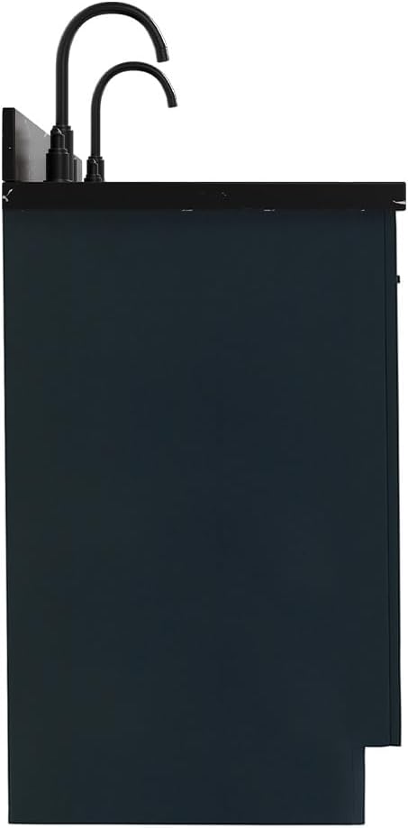 ARIEL Hepburn 60 Inch Double Rectangle Sink Bathroom Vanity with Nero Marquina Black Quartz Countertop 1.5 Inch in Midnight Blue