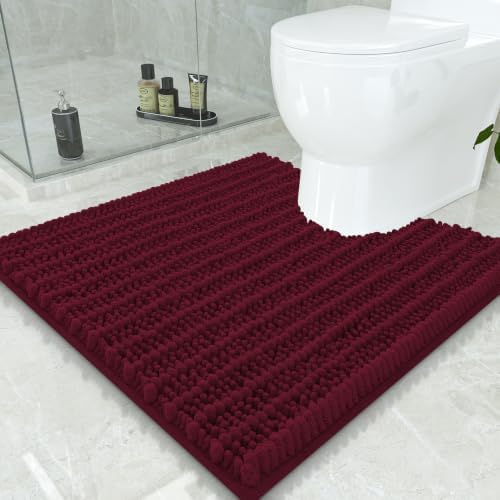 Smiry Bathroom Toilet Rugs U Shaped 24x24, Chenille Bath mats for Toilet