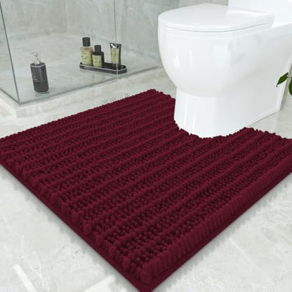 Smiry Bathroom Toilet Rugs U Shaped 24x24, Chenille Bath mats for Toilet