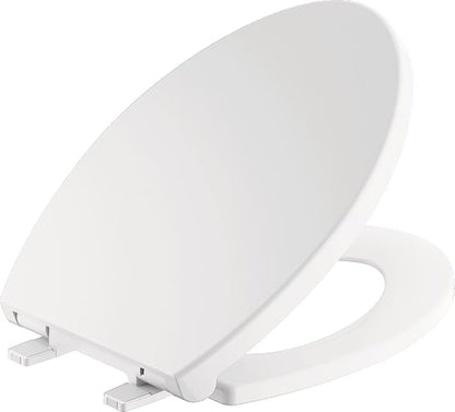 Delta Faucet Morgan Elongated Slow-Close White Toilet Seat with Non-Slip Seat Bumpers, White 811903-WH