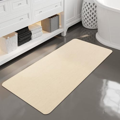 Mecko Bath Mat 24"x48",Ultra Thin Bathroom Rug fit Under Door Beige