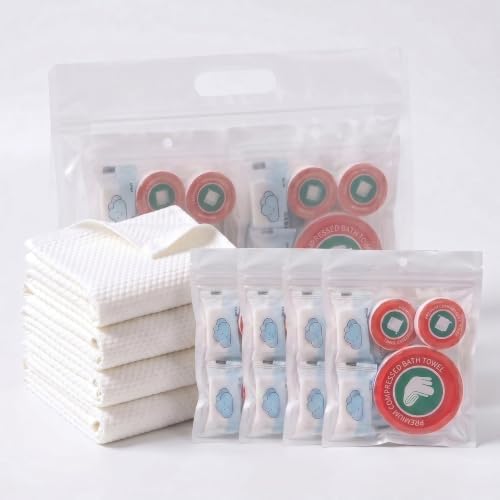 28-Pack Compressed Travel Towel Set, 4 Travel Kits, 3 Sizes