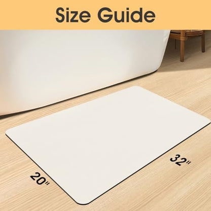 ACCUMTEK Non Slip Bath Mat, Thin Bathroom Rugs Fit Under Door, Quick Dry Bath Mats, Machine Washable Bath Rugs for Bathroom, Bathtub & Kitchen, Bathtub, Light Beige/Solid/32 x20