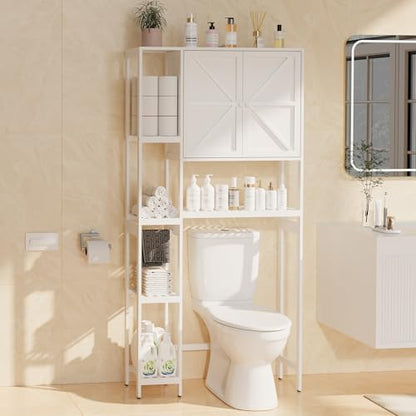 Bamboo Over-the-Toilet Storage Cabinet with Shelves for Small Bathrooms