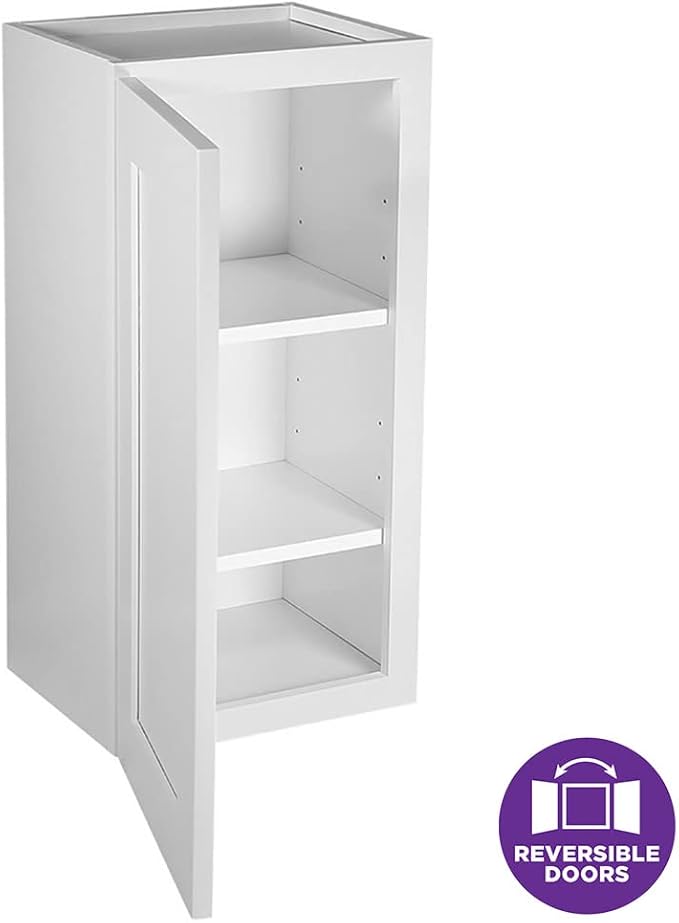 Design House Brookings Shaker Unassembled Wall Kitchen Cabinet W1230, 12 W x 12 D x 30 H, Painted White, Solid Wood, Design House, 561688