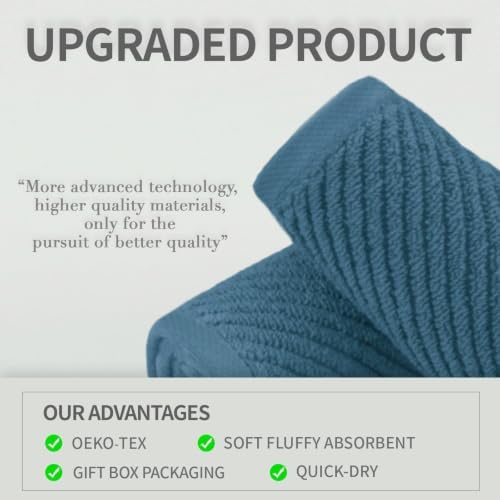 VOOVA & MOVAS 3PC Towel Set, 100% Cotton, Labrador Blue