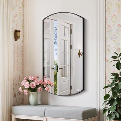 COFENY Bathroom Mirror, 20x40 Inch Black Oval Wall Mounted Mirror with Thin Metal Frame, Modern Bathroom Vanity Mirrors for Over Sink, Entryway, Living Room, Bedroom