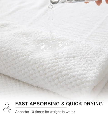 Smuge 8pcs Bath Towel Set, 2 Extra Large Bath Towel Sheets, 2 Hand Towels and 4 Washcloths- Highly Absorbent Microfiber,Ultra Soft Towel Set for Bathroom,Waffle Weave Design, Pack of 8 (White)