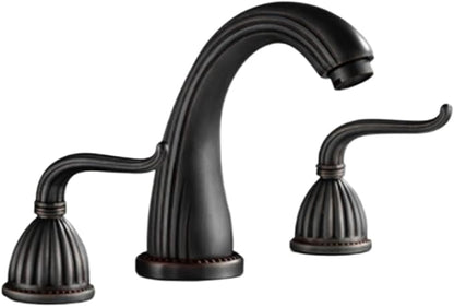 Faucet 3PCS Crystal Handle Basin Faucets with Hot and Cold Water Deck Mounted Sink Taps for Elegant Bathroom(Black-1) Faucet