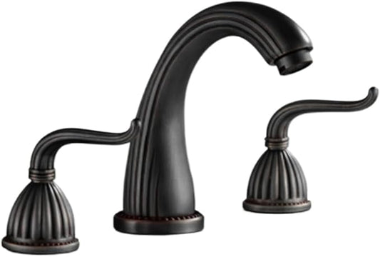 Faucet 3PCS Crystal Handle Basin Faucets with Hot and Cold Water Deck Mounted Sink Taps for Elegant Bathroom(Black-1) Faucet