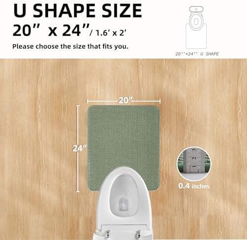 TYUU Toilet Rug, Thin Toilet Rugs U Shaped Washable Non Slip Absorbent Quick Dry Low Pile Toilet Mat, Sage Green 20"x24" U Shape