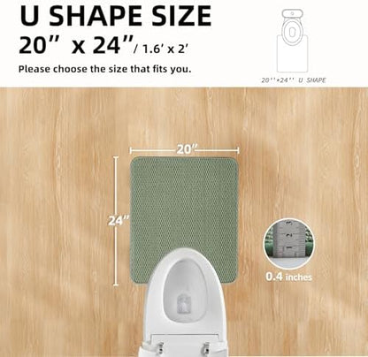 TYUU Toilet Rug, Thin Toilet Rugs U Shaped Washable Non Slip Absorbent Quick Dry Low Pile Toilet Mat, Sage Green 20"x24" U Shape
