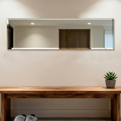 Frameless Full Length Mirror for Wall, 48x14 Inch Bathroom Vanity Mirror