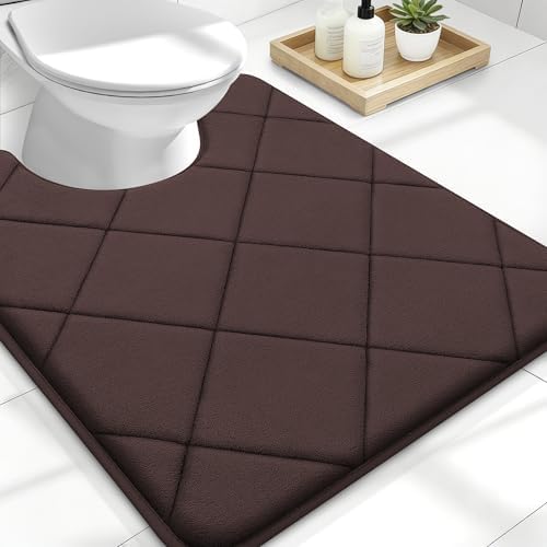 OLANLY Memory Foam Toilet Rugs U-Shaped 24x20, Ultra Soft and Absorbent