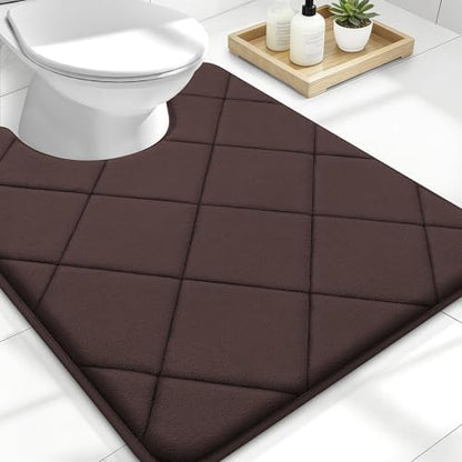 OLANLY Memory Foam Toilet Rugs U-Shaped 24x20, Ultra Soft and Absorbent