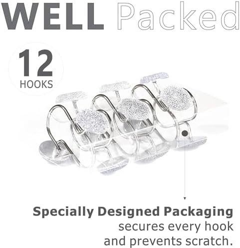 Clear Bling Shower Curtain Hooks: Christmas Bathroom Curtain Rings, 12Pcs
